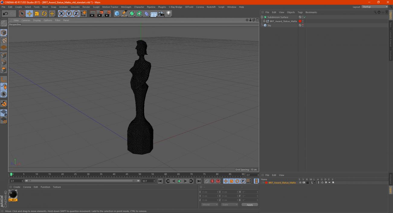 3D BRIT Award Statue Matte model