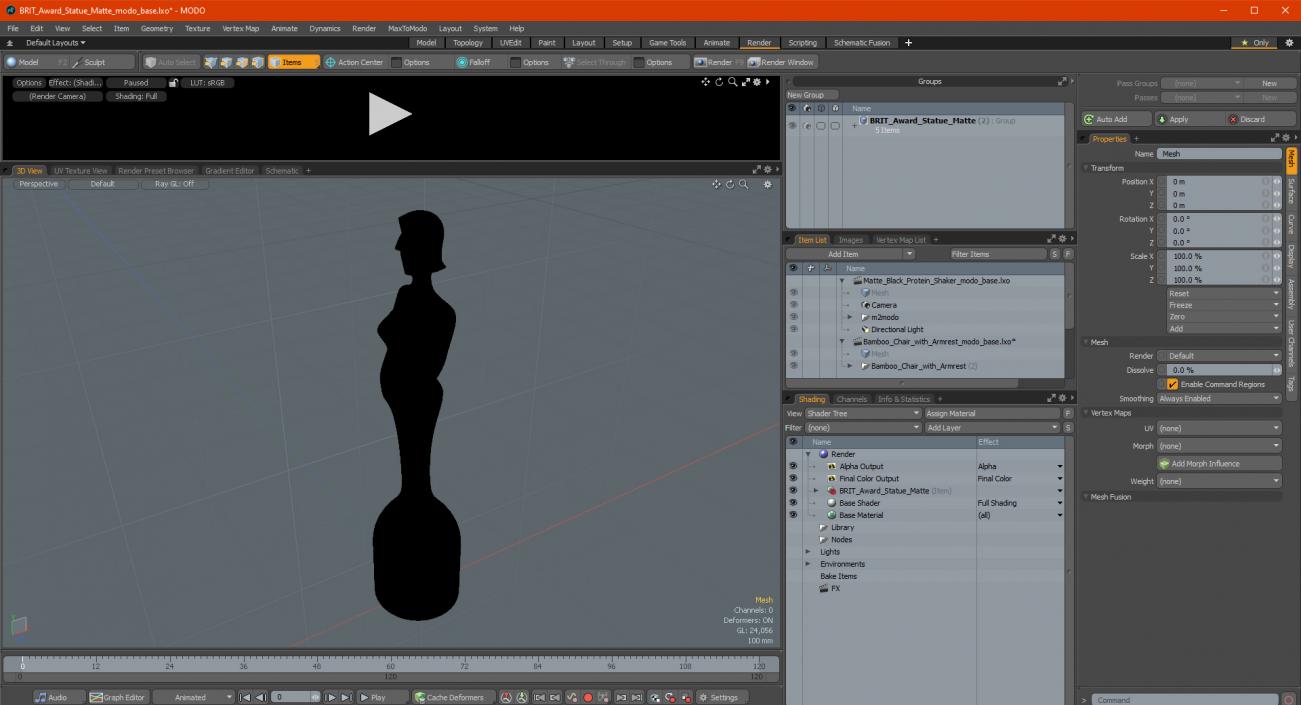 3D BRIT Award Statue Matte model