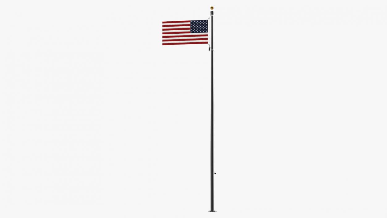 3D Flagpole Natural Satin with USA Flag