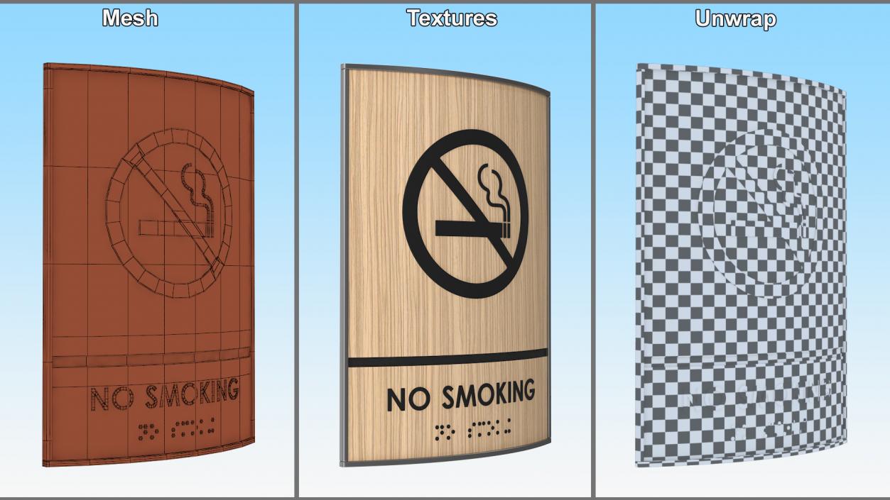 3D No Smoking Braille Sign model