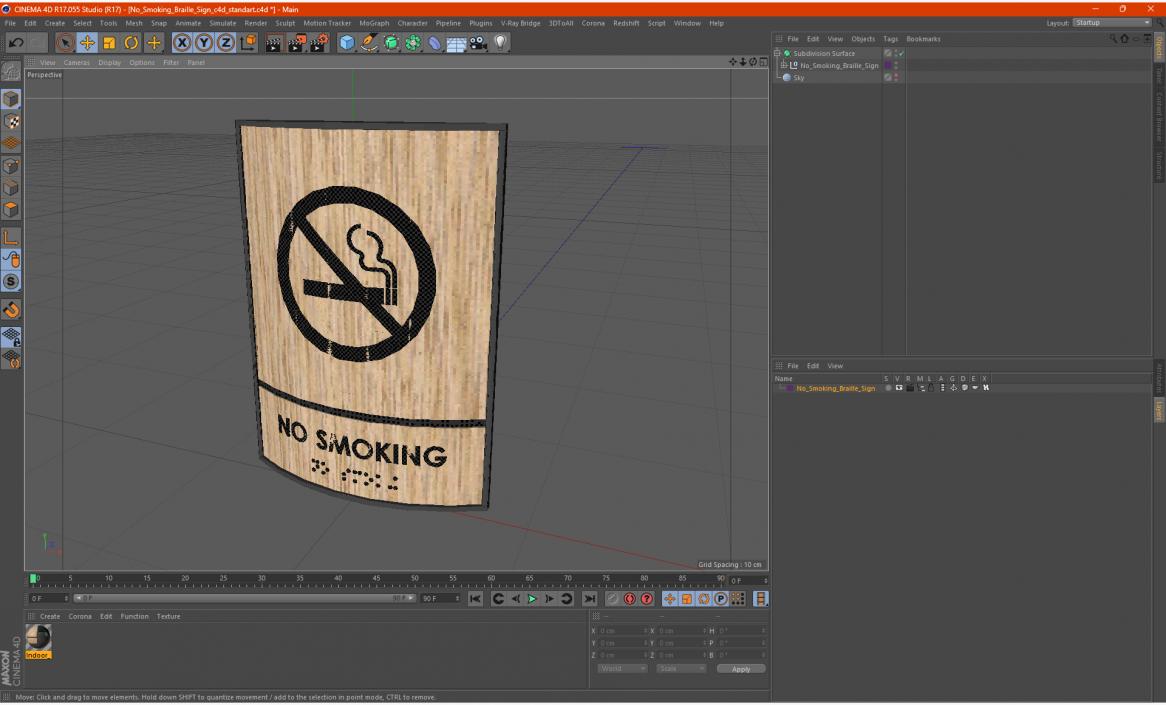 3D No Smoking Braille Sign model