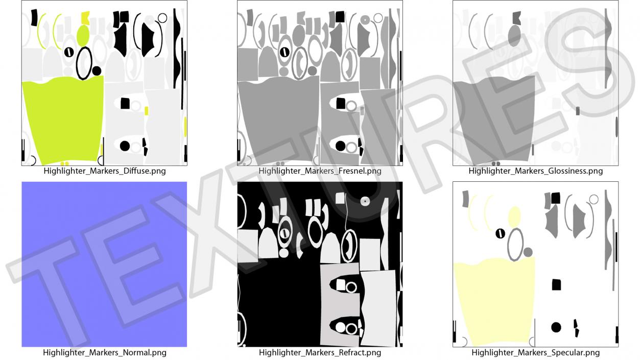 5 Highlighter Markers(1) 3D model