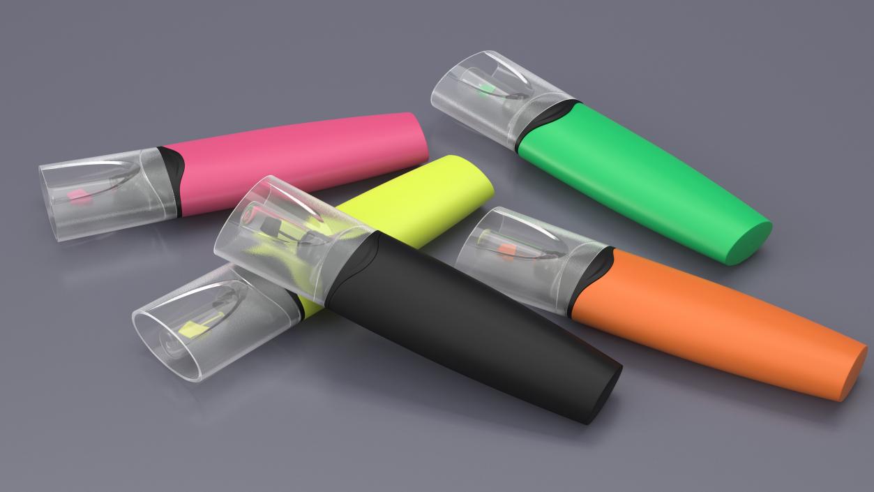 5 Highlighter Markers(1) 3D model