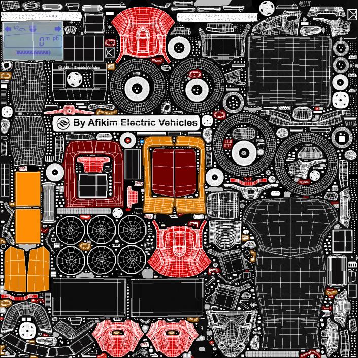 Red Electric Scooter S4 AFIKIM Rigged 3D