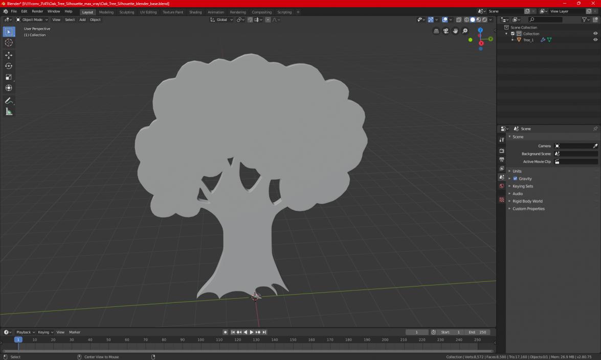 Oak Tree Silhouette 3D model