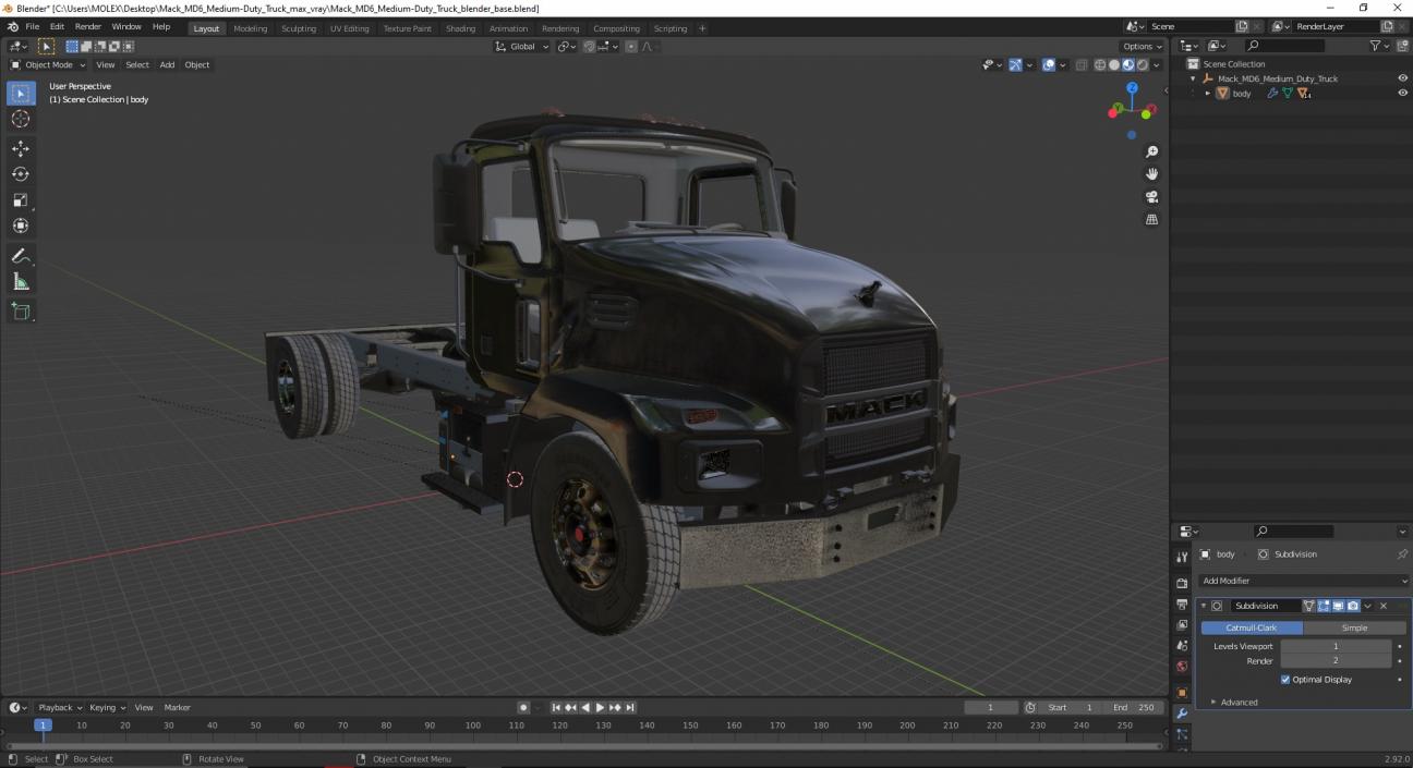 3D Mack MD6 Medium-Duty Truck