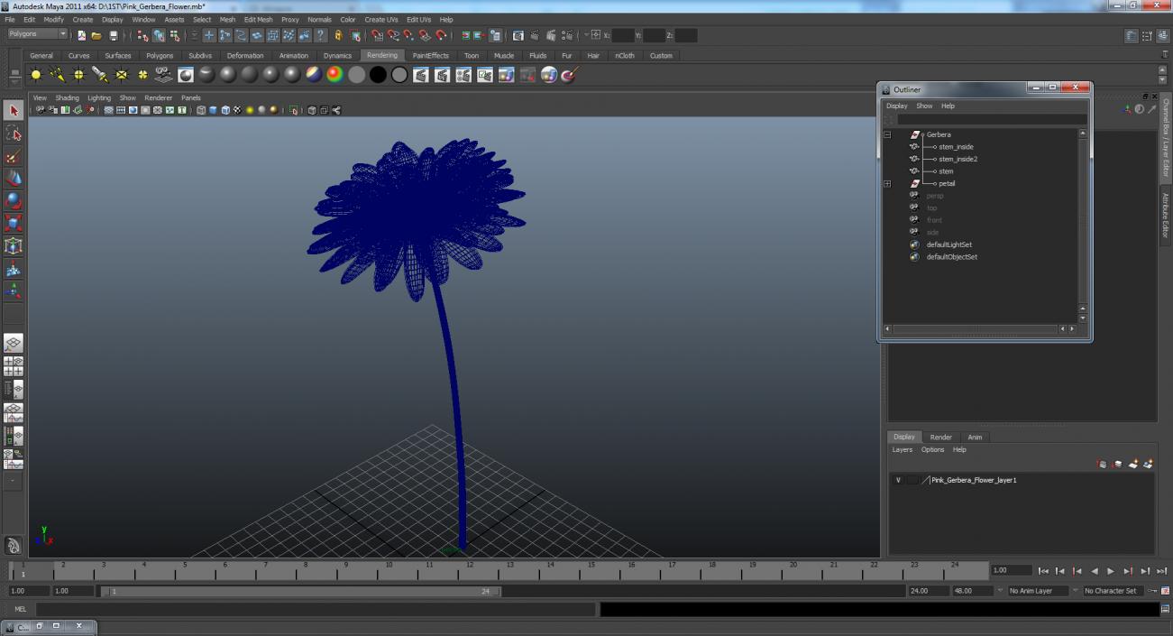 3D Red Gerbera Flower model