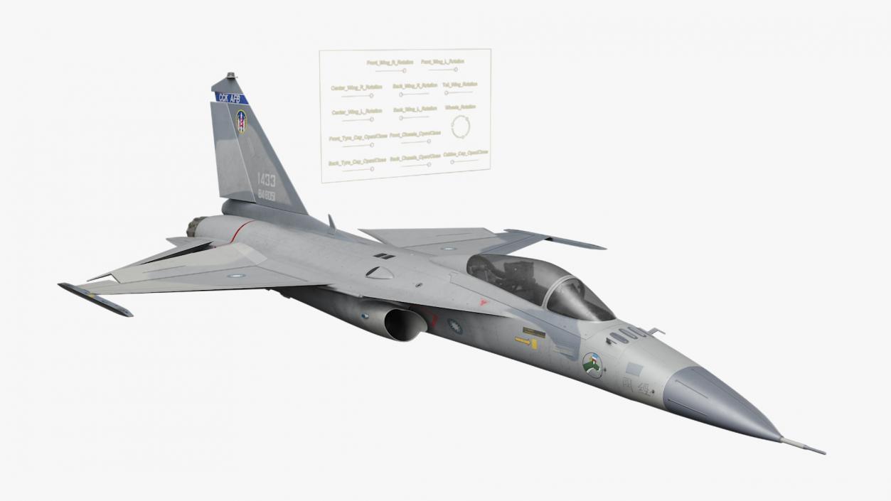 3D model Unarmed Fighter Jet AIDC F-CK-1 Rigged 2