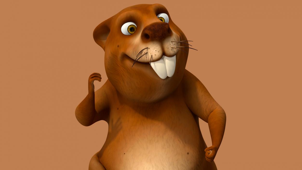 Cartoon Beaver Walking Pose 3D