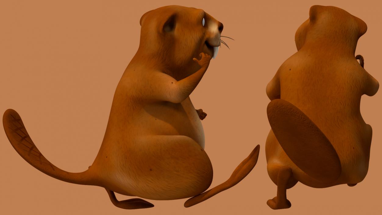 Cartoon Beaver Walking Pose 3D