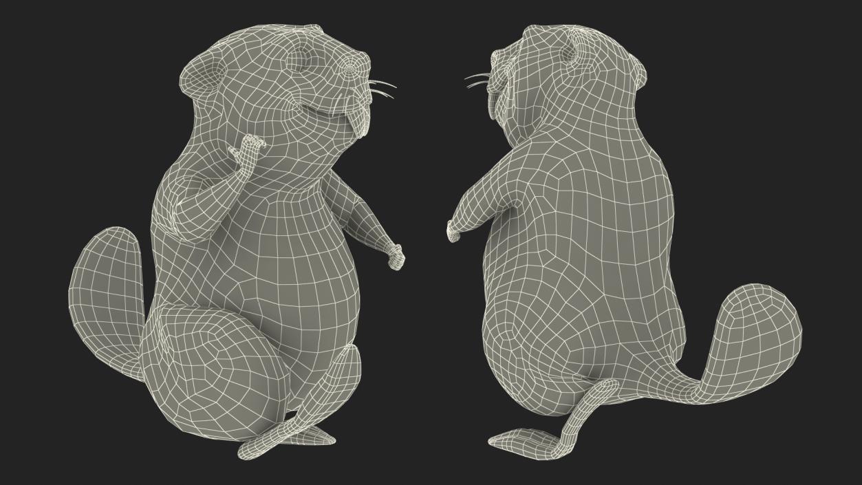 Cartoon Beaver Walking Pose 3D