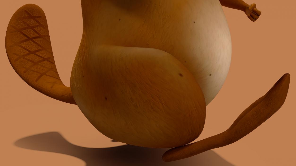 Cartoon Beaver Walking Pose 3D