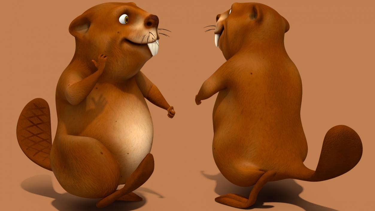 Cartoon Beaver Walking Pose 3D