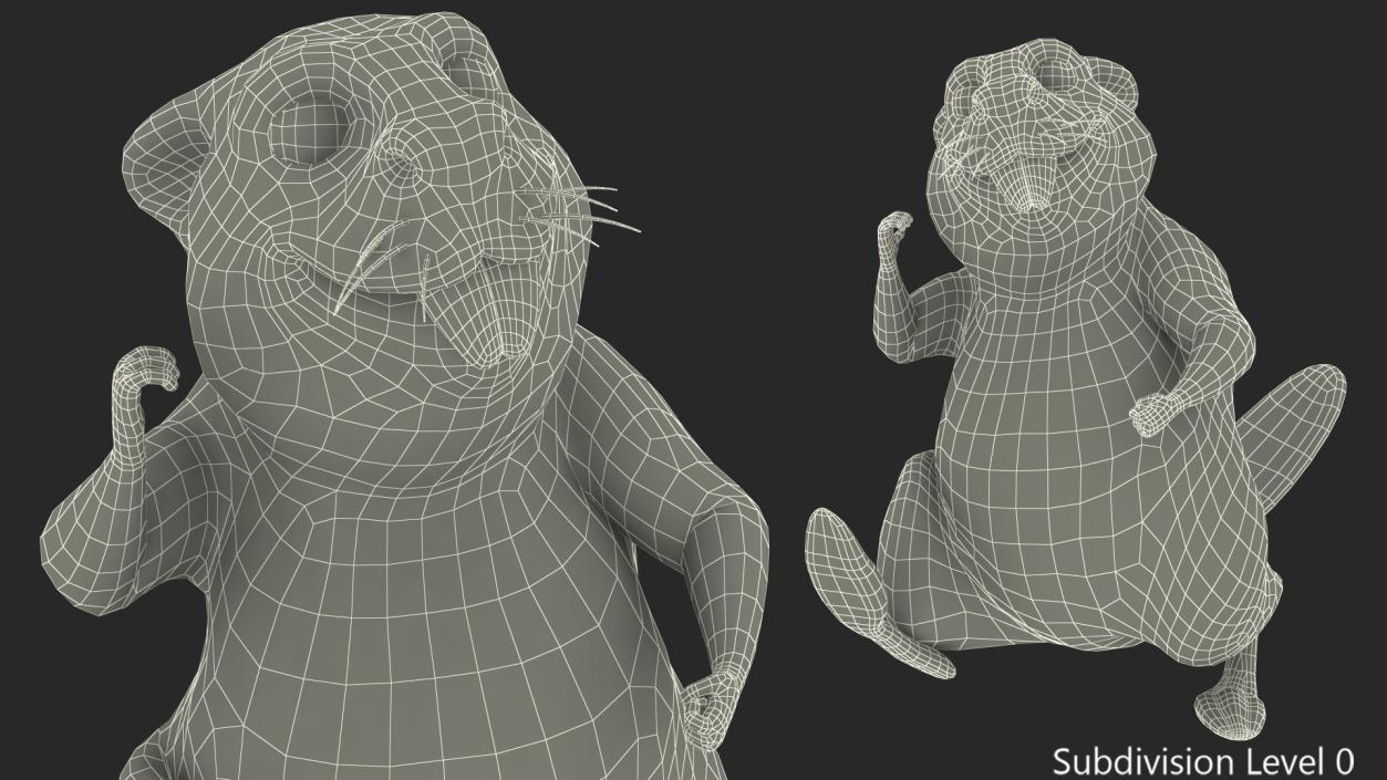 Cartoon Beaver Walking Pose 3D