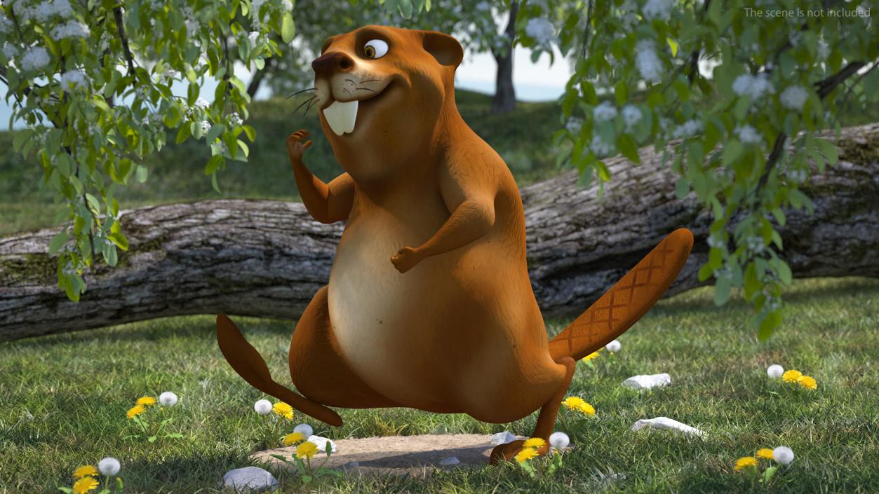 Cartoon Beaver Walking Pose 3D