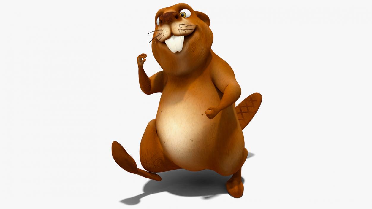 Cartoon Beaver Walking Pose 3D