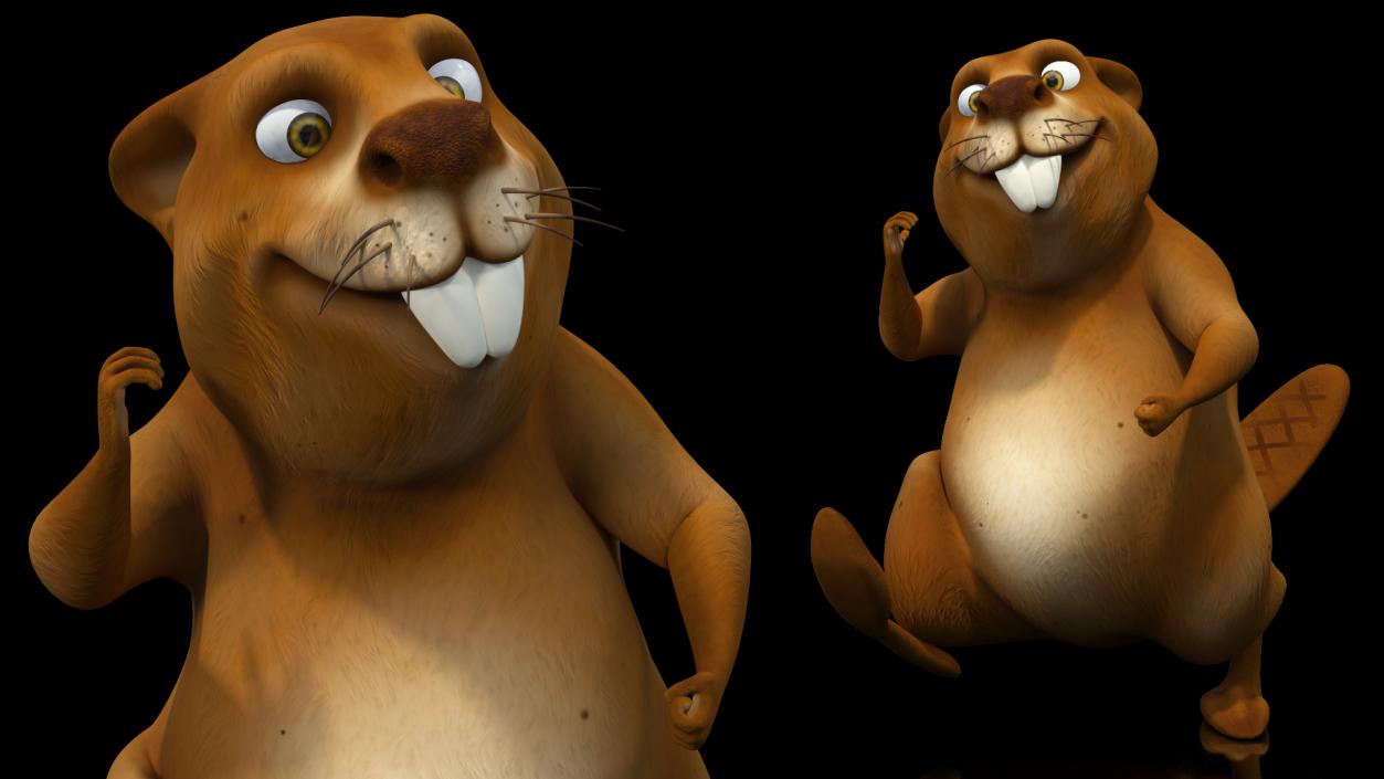 Cartoon Beaver Walking Pose 3D