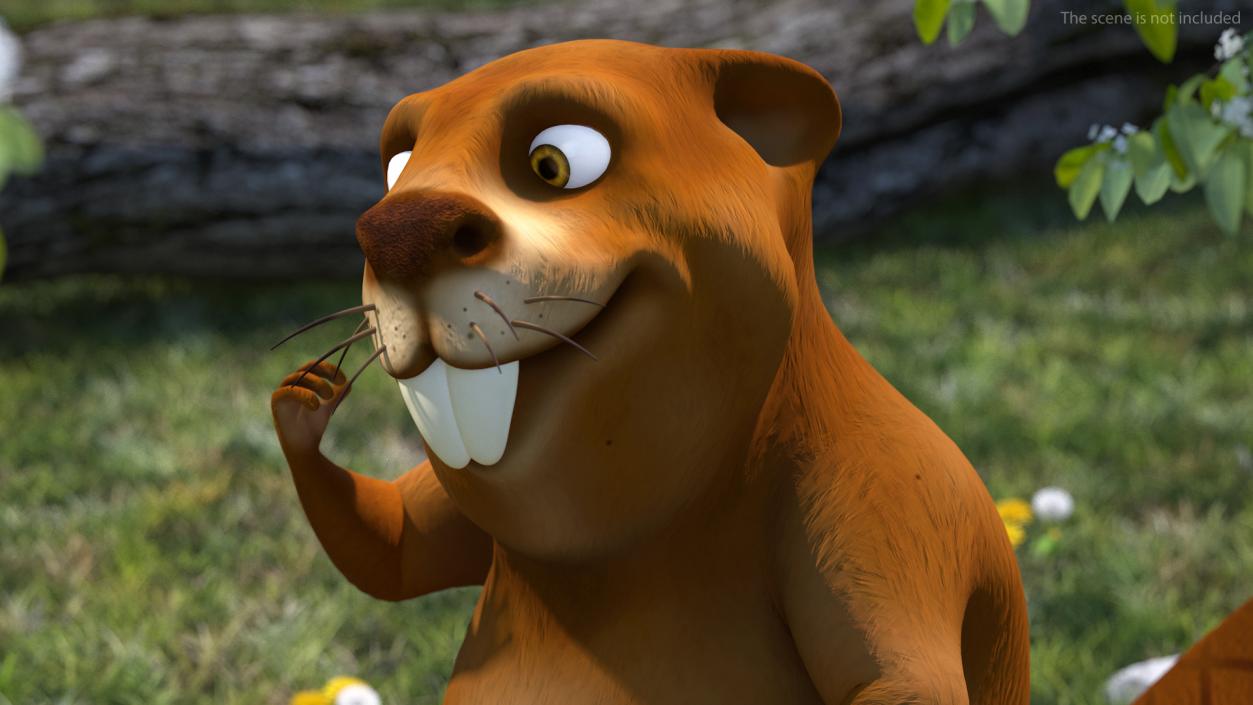 Cartoon Beaver Walking Pose 3D