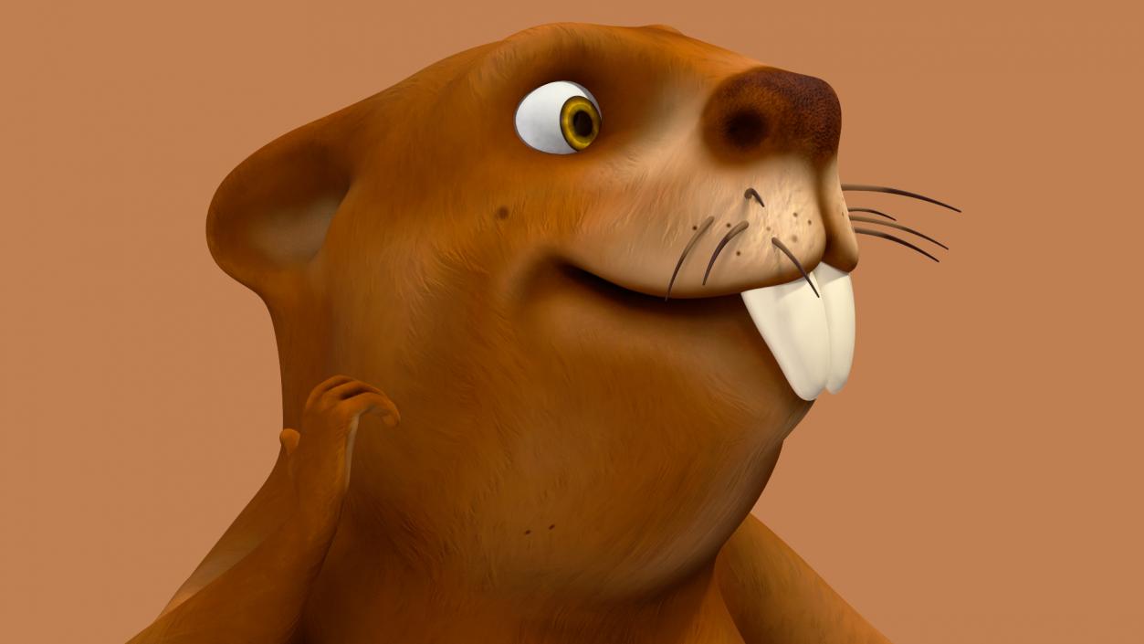 Cartoon Beaver Walking Pose 3D