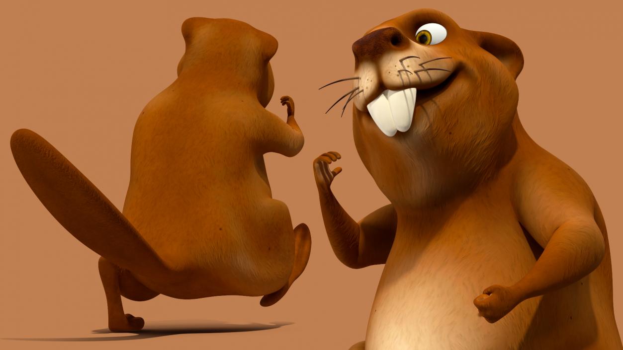 Cartoon Beaver Walking Pose 3D