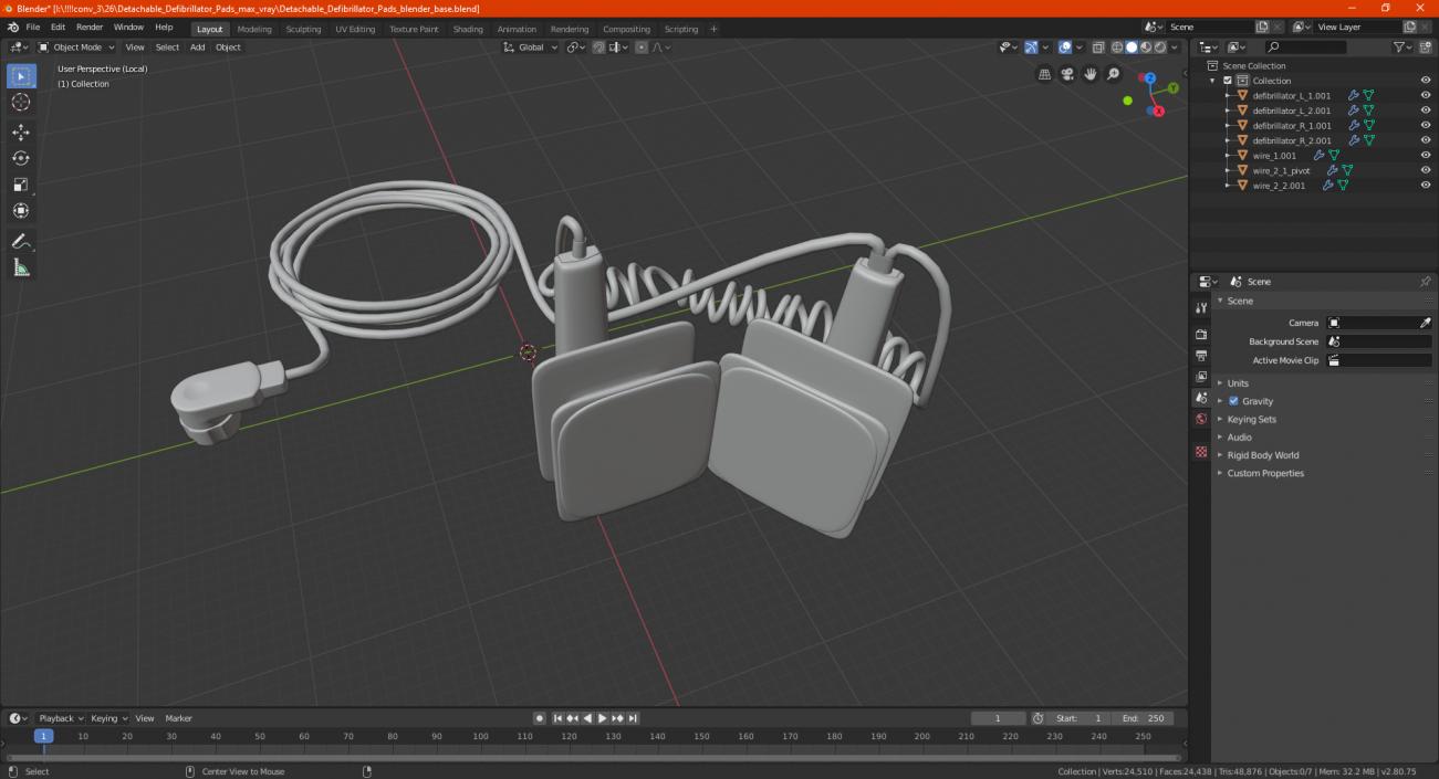 Detachable Defibrillator Pads 3D model