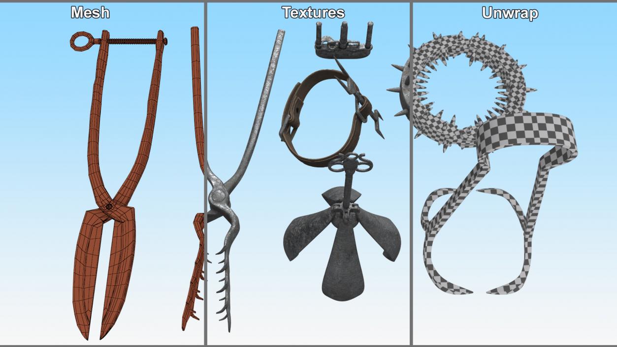 Medieval Torture Instruments Set 3D