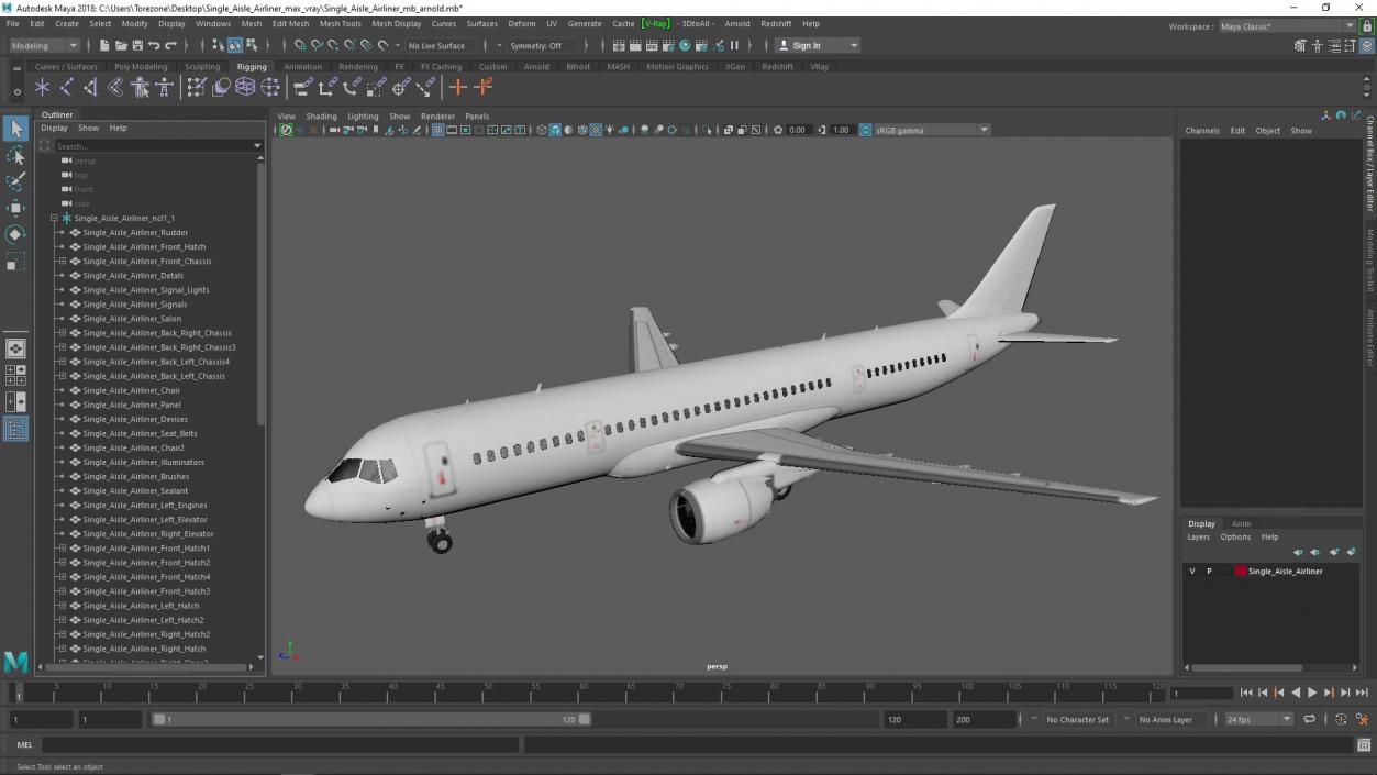 3D Single Aisle Airliner