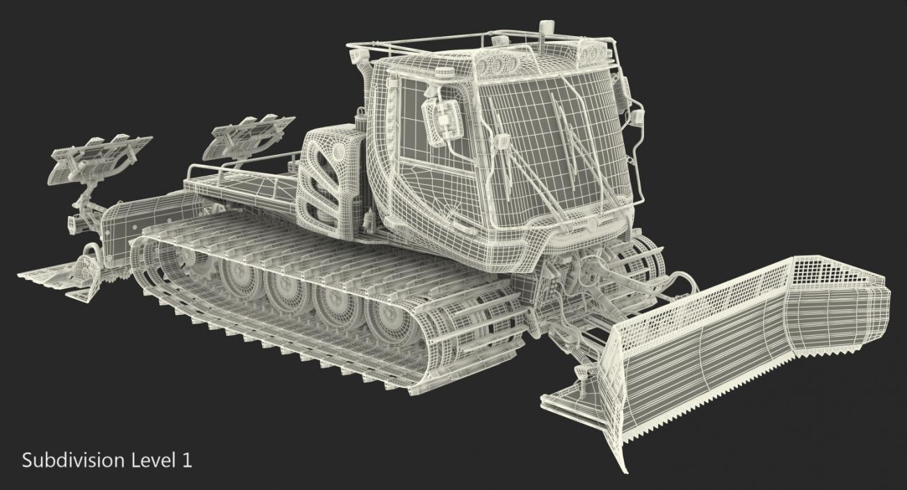 3D Snowy PistenBully 100 Snowcat with Snowplow model