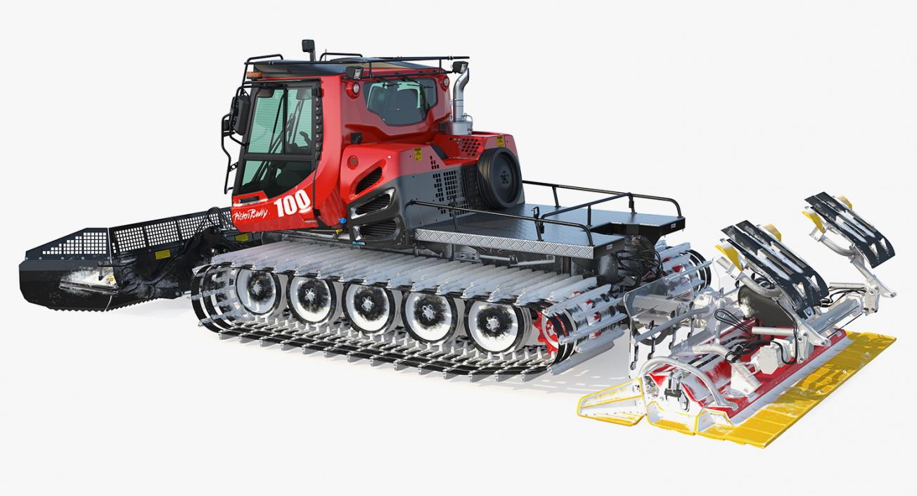 3D Snowy PistenBully 100 Snowcat with Snowplow model