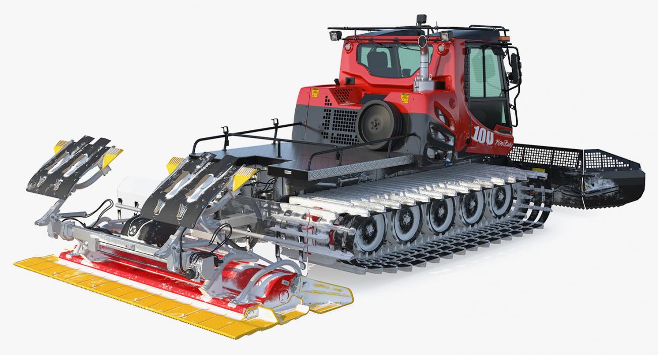 3D Snowy PistenBully 100 Snowcat with Snowplow model