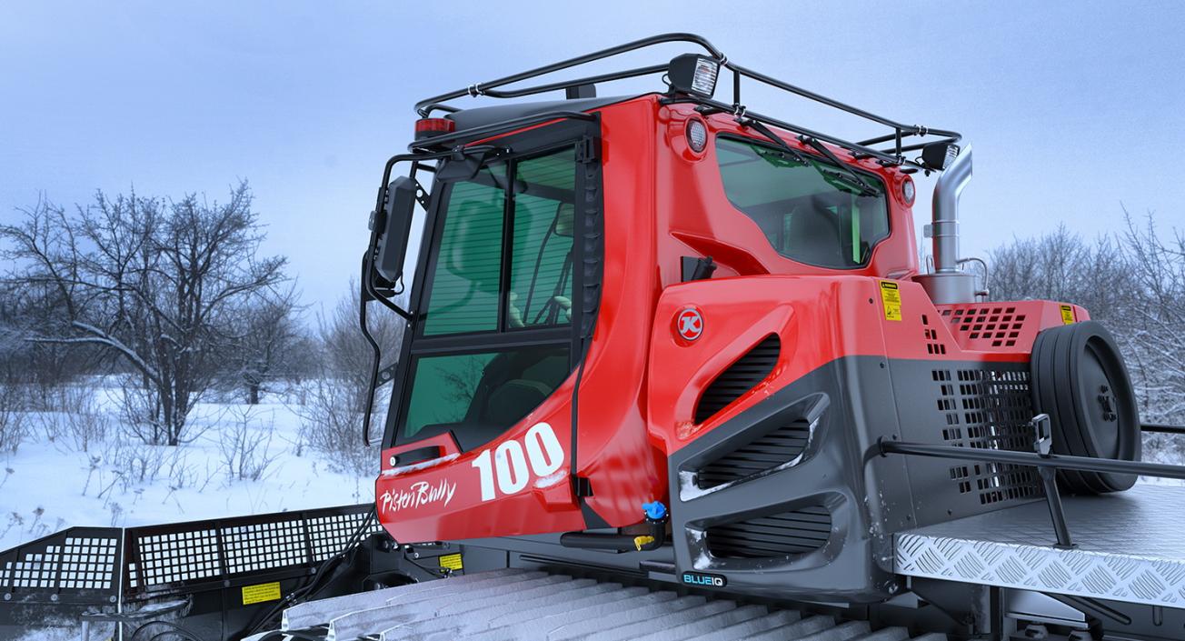 3D Snowy PistenBully 100 Snowcat with Snowplow model