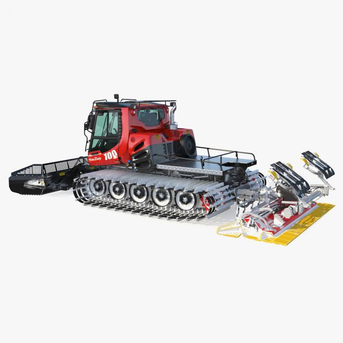 3D Snowy PistenBully 100 Snowcat with Snowplow model