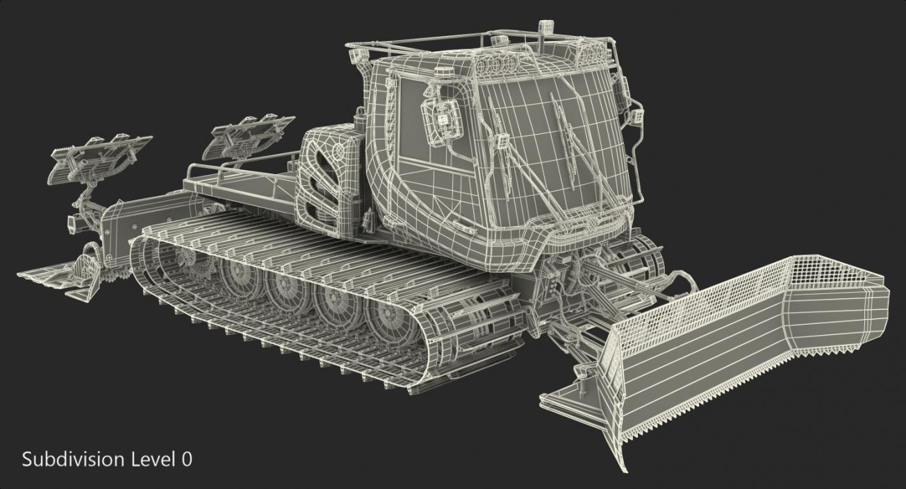 3D Snowy PistenBully 100 Snowcat with Snowplow model