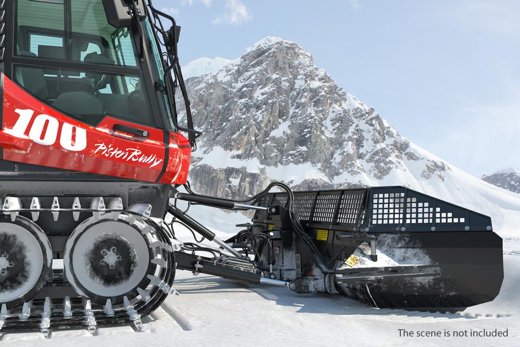 3D Snowy PistenBully 100 Snowcat with Snowplow model