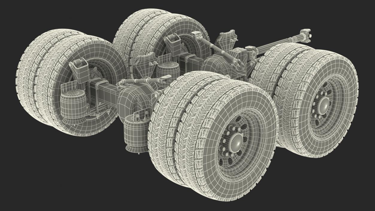 3D Heavy Duty Truck Tandem Rear Axle model