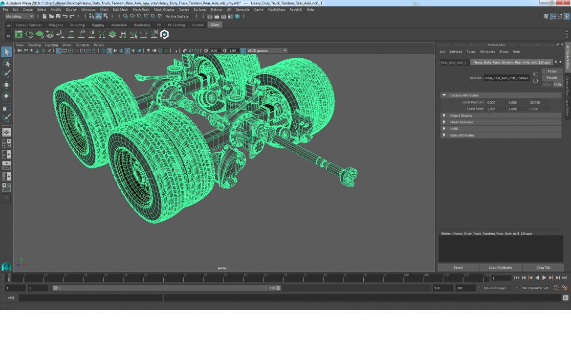 3D Heavy Duty Truck Tandem Rear Axle model