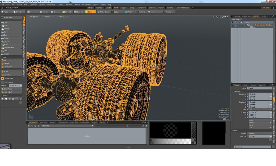 3D Heavy Duty Truck Tandem Rear Axle model