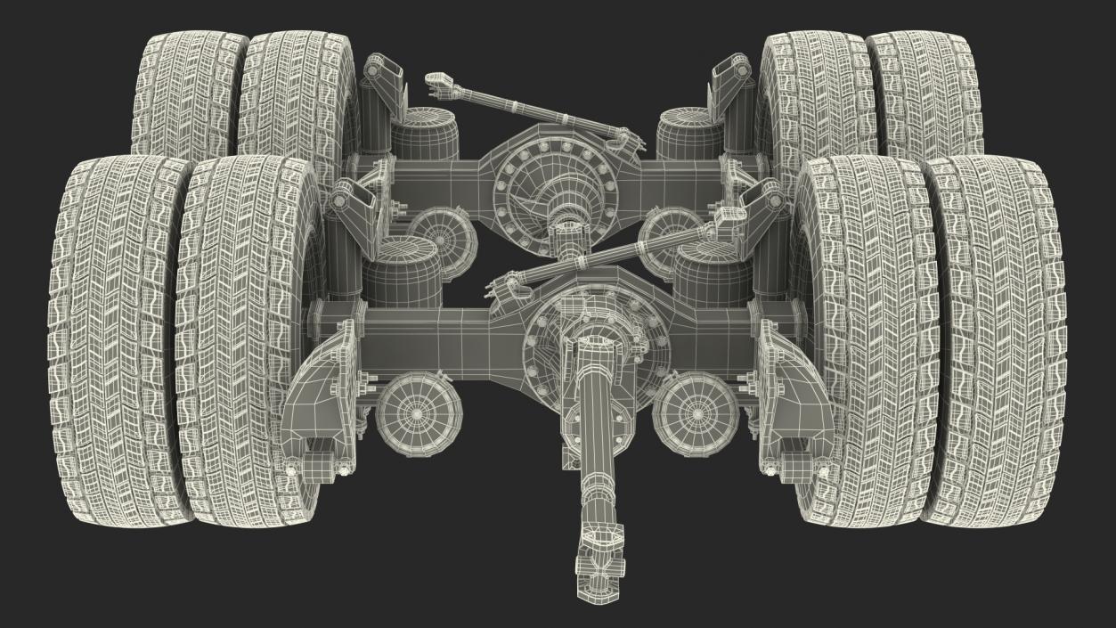 3D Heavy Duty Truck Tandem Rear Axle model