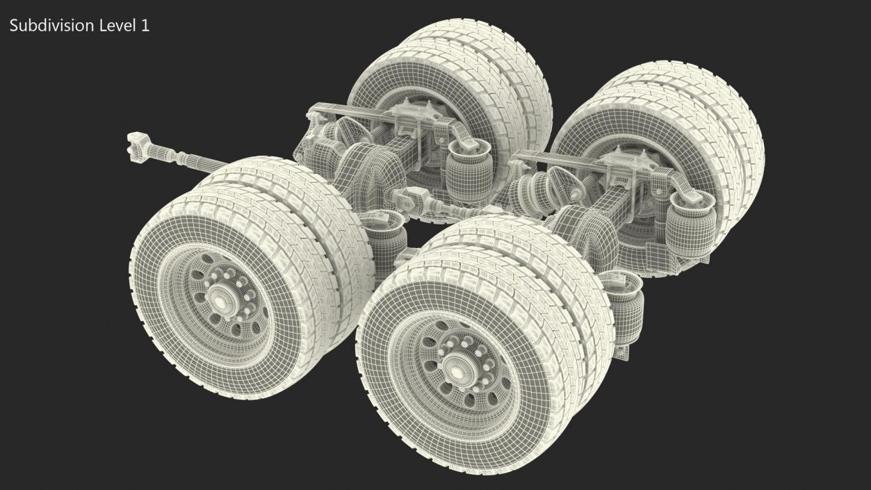 3D Heavy Duty Truck Tandem Rear Axle model