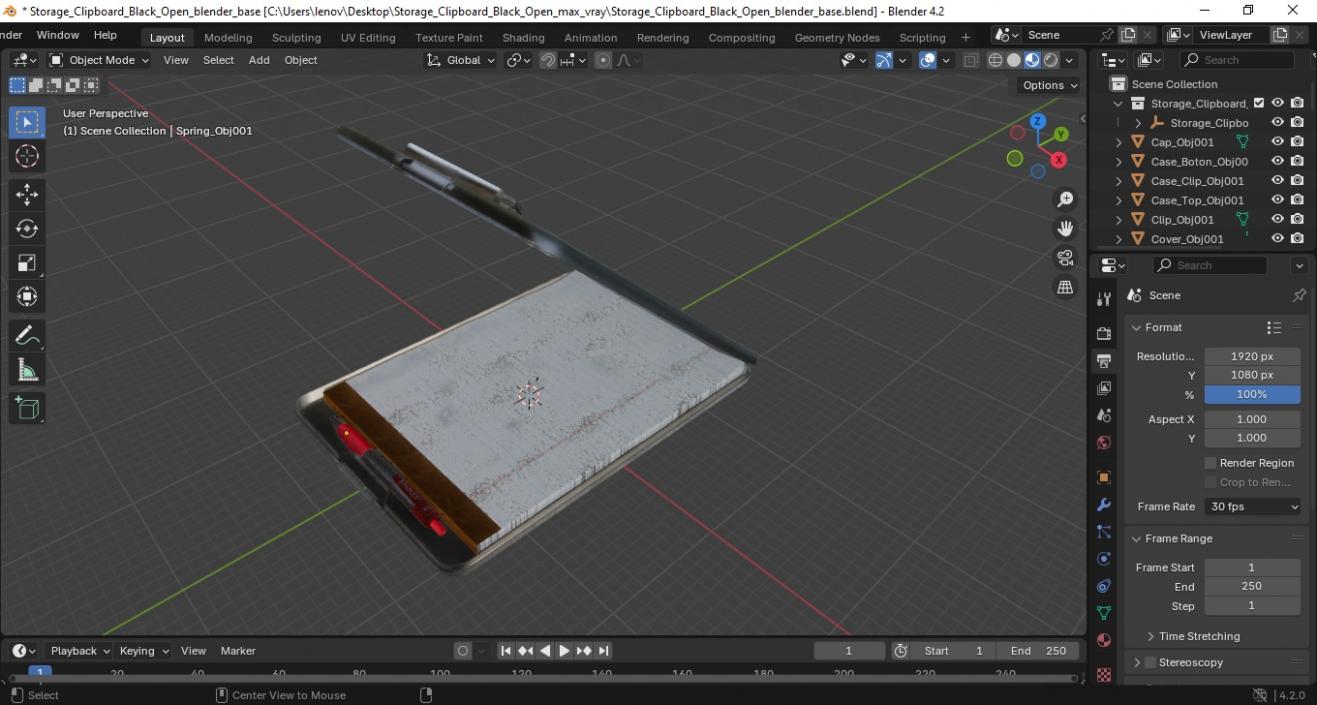 3D Storage Clipboard Black Open model