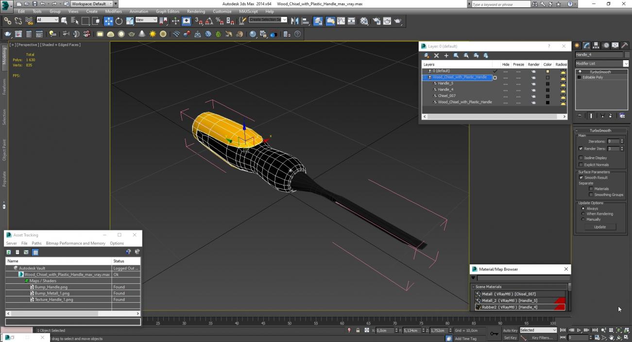 3D Wood Chisel with Plastic Handle