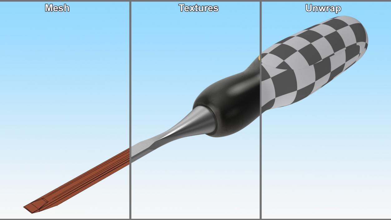 3D Wood Chisel with Plastic Handle