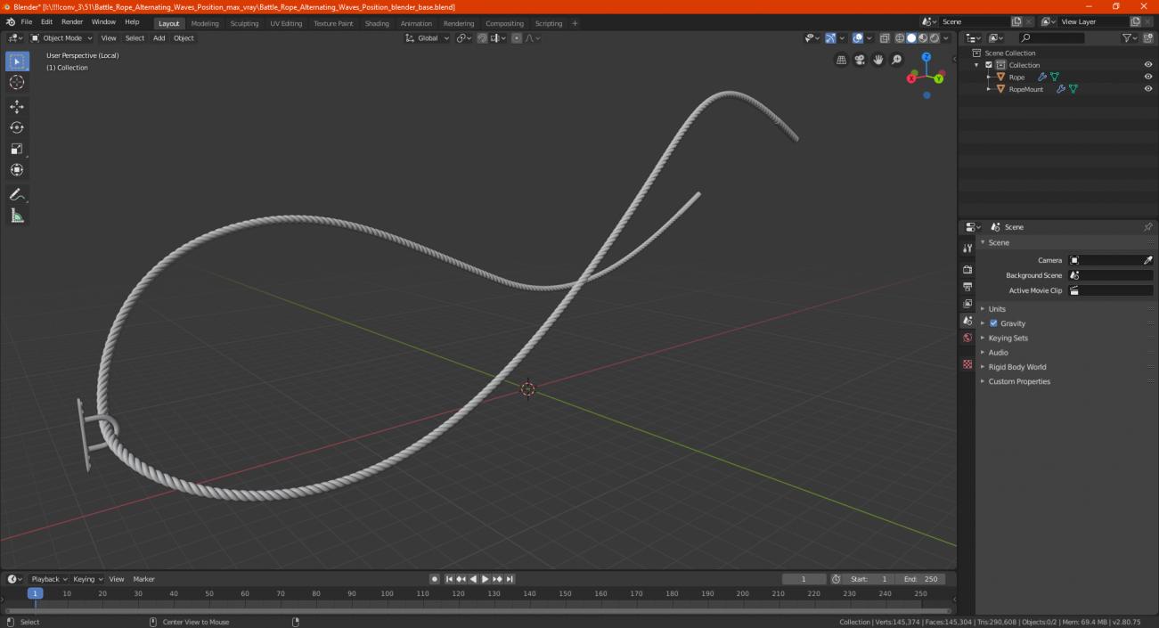 3D Battle Rope Alternating Waves Position model