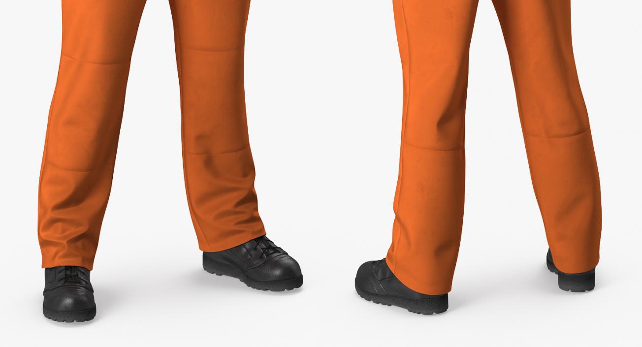 Worker In Orange Overalls Standing Pose 3D model