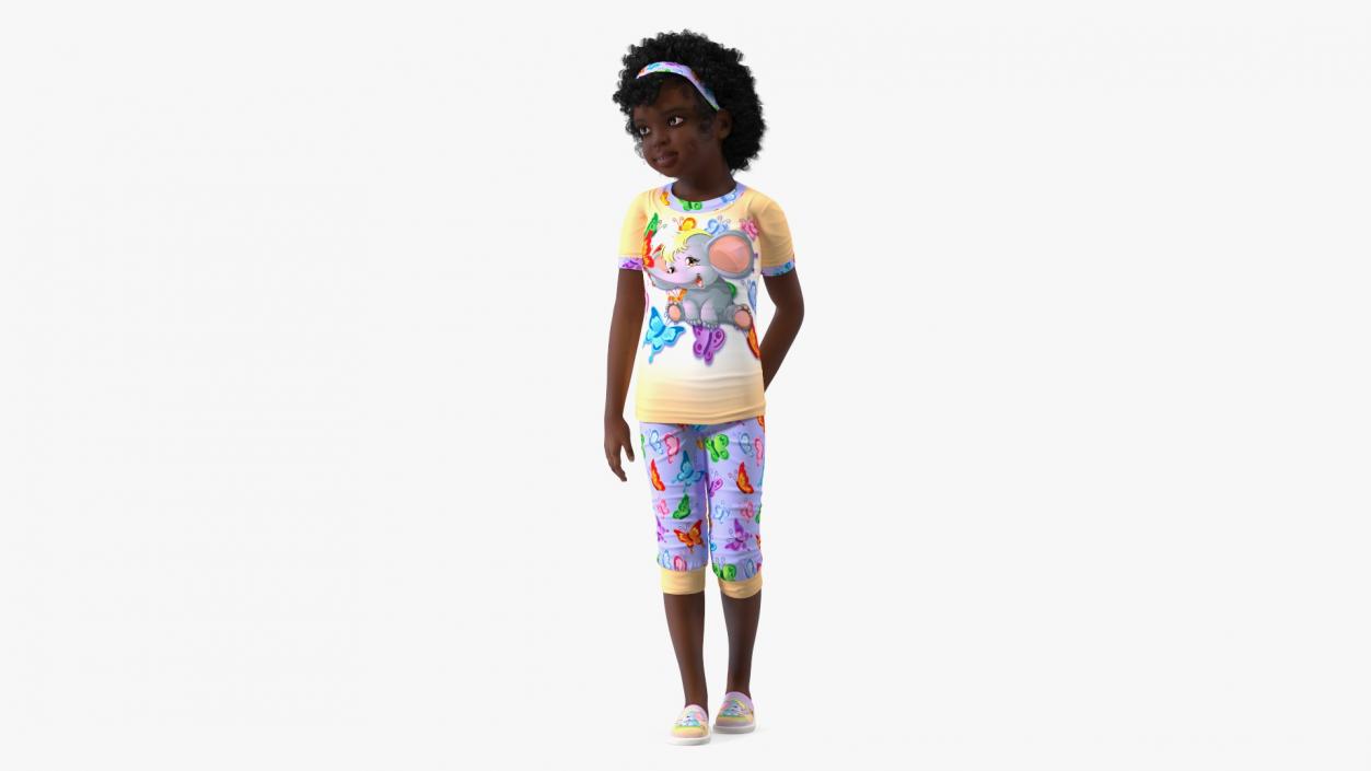 3D Home Style Black Girl Child Standing