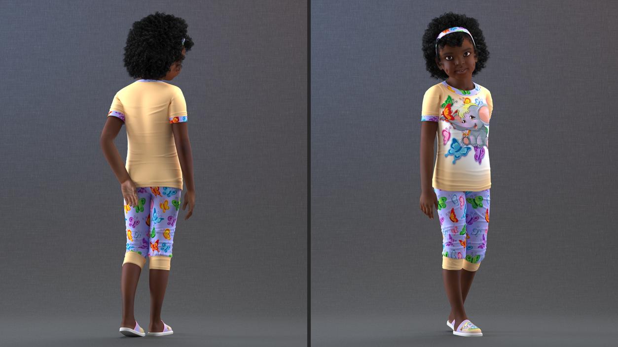 3D Home Style Black Girl Child Standing