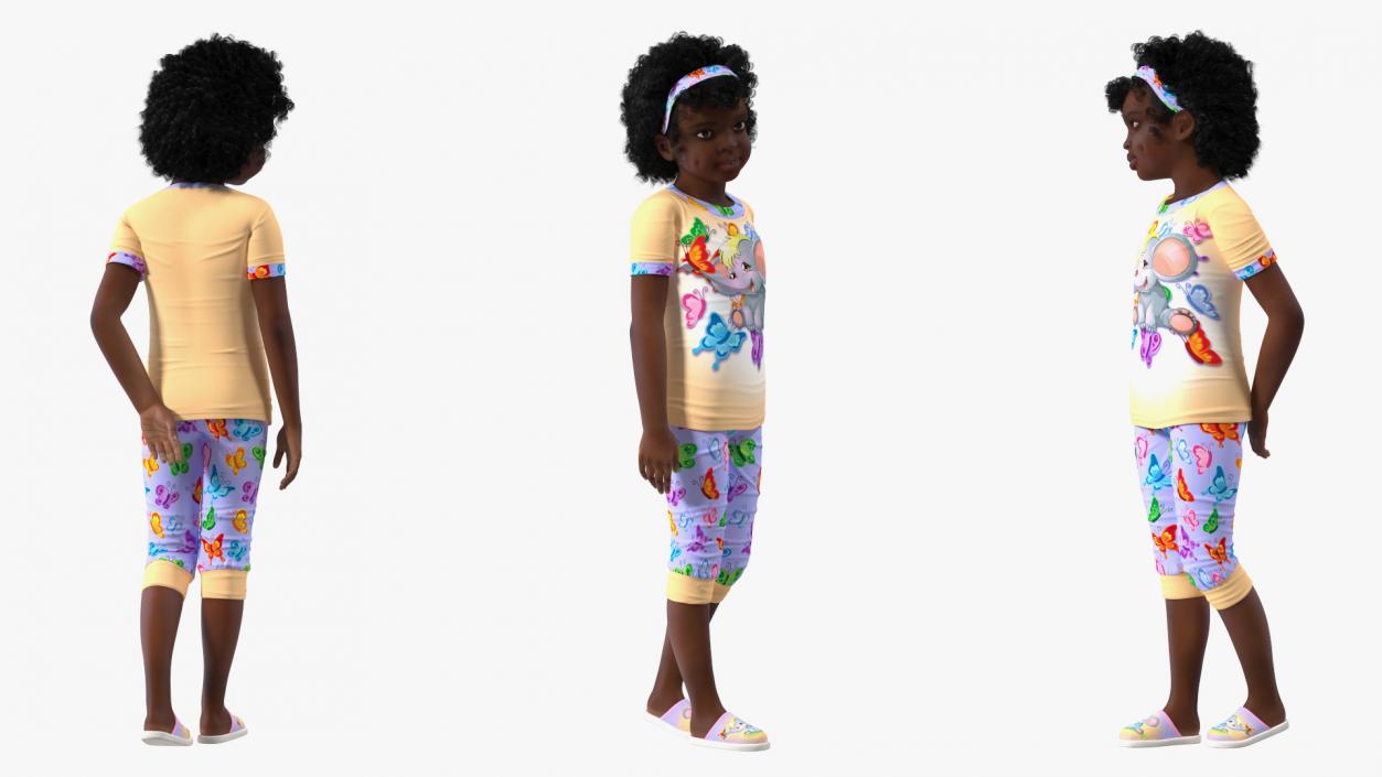 3D Home Style Black Girl Child Standing