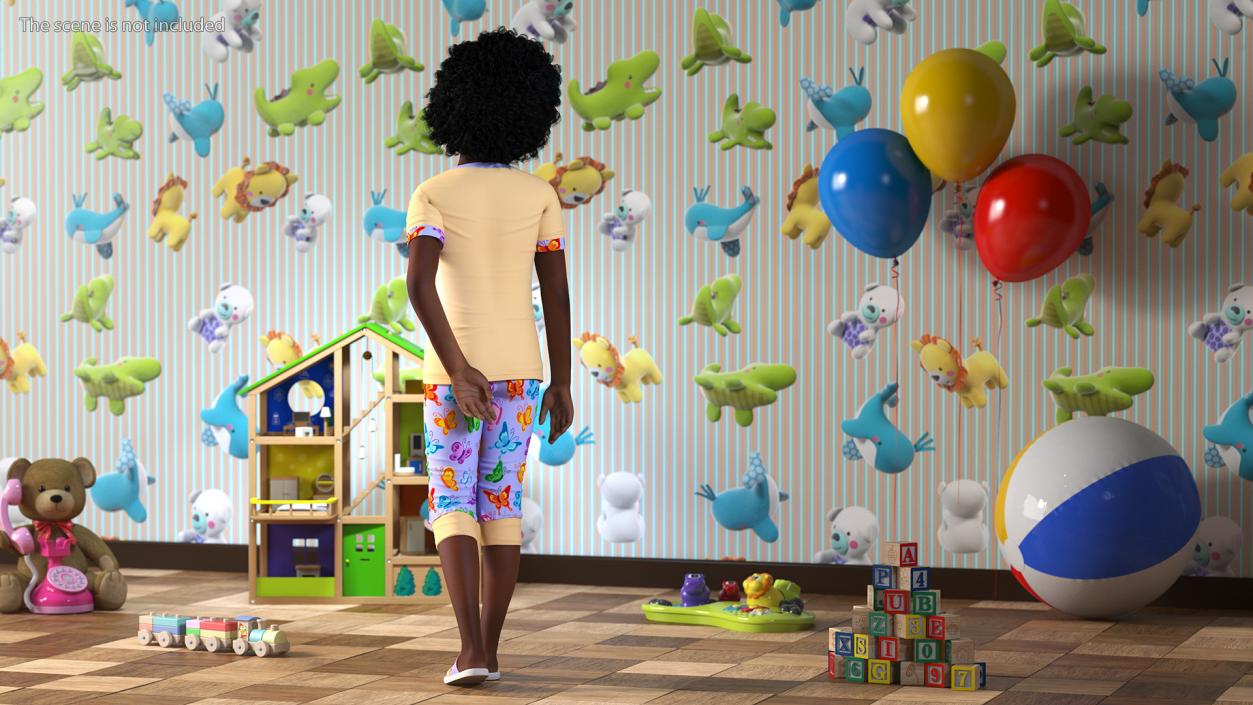 3D Home Style Black Girl Child Standing