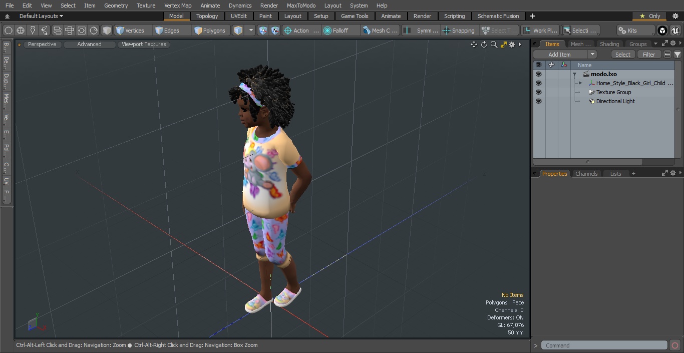 3D Home Style Black Girl Child Standing