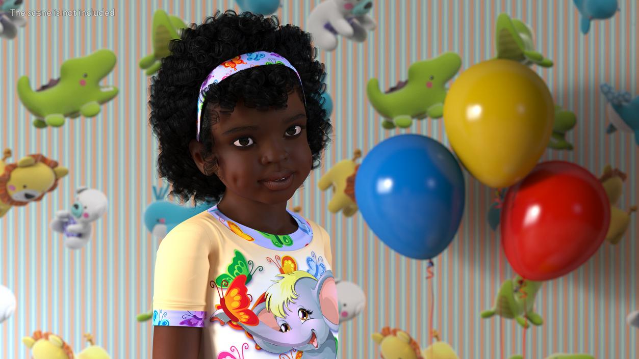 3D Home Style Black Girl Child Standing